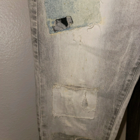 LIKE NEW Gray denim with patchwork - Picture 3 of 6
